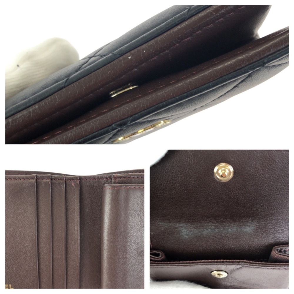 CHANEL Authentic Black Lambskin Leather Logo Wallet - Picture 7 of 10